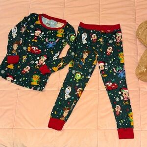 Disney Little Sleepies Christmas Pajama Set - Red and Dark Green